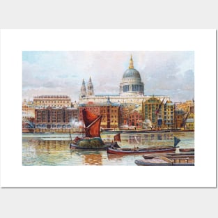 St. Paul's Cathedral from the River Thames Posters and Art